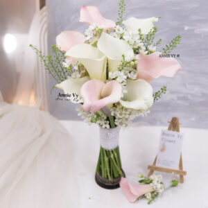 HA385, HA111- Hoa Cưới Calla Hồng mix Calla Trắng, Sao Trắng