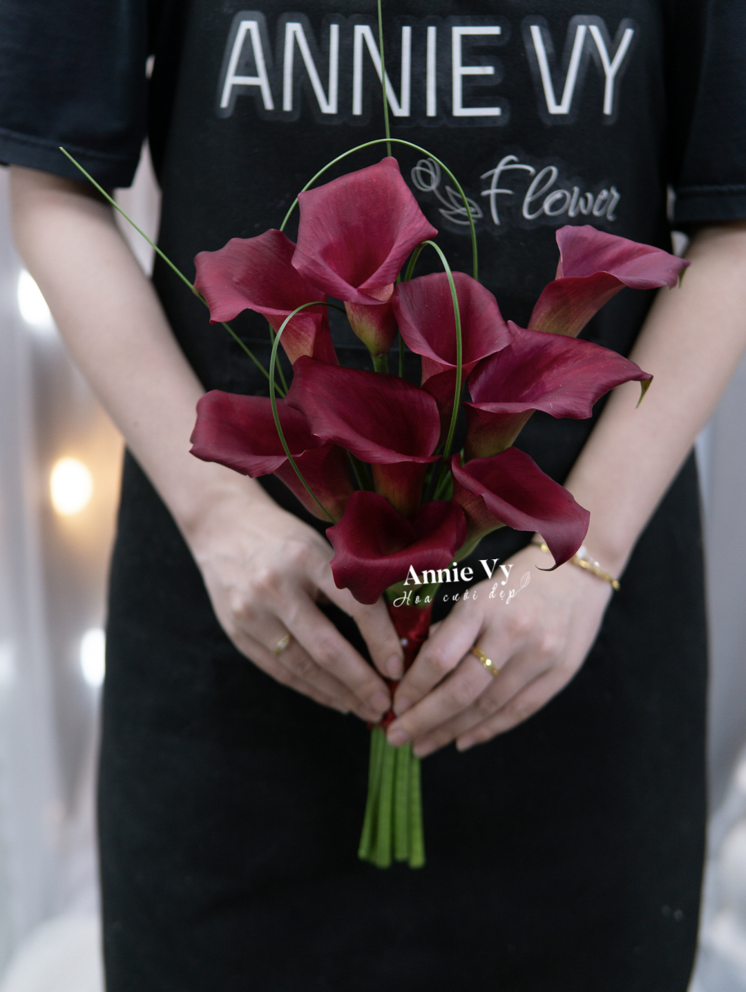 Hoa Cưới Calla Đỏ Rượu 10 Hoa Basic HA347 - Image 2