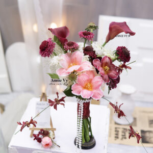 Hoa Cưới Calla Đỏ, Tulip Nhuộm Hồng Đào, Rũ Lan Đỏ HA569