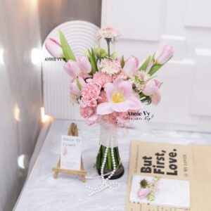 Hoa Cưới Tulip Hồng mix Phăng Hồng HA772