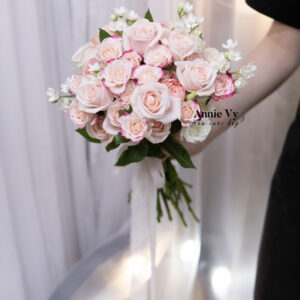 HC508- Hoa Cưới Hồng Pastel mix Hồng Chùm Chiết Xạ